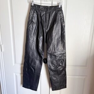 Toff’s Black Vintage Genuine Leather High Rise Straight Leg Pants Size 10